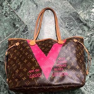 “RARE”  Louis Vuitton Pink V Neverfull Limited Edition